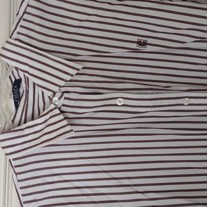 Chaps brown and white striped button down in size XL